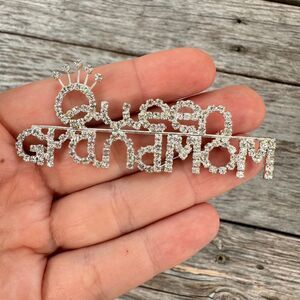 Vintage Jewelry Grandma Bling Grandma Brooch Queen Grandma Rhinestone Pin Brooch